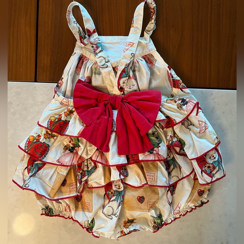 Pink Chicken Baby Girls Rosie Bubble Romper Vintage Valentines Day 12-18M